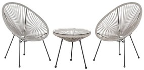 Conjunto de duas cadeiras e mesa em rattan cinzento claro ACAPULCO II Beliani