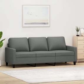 Sofá de 3 lugares 180 cm tecido cinza-escuro