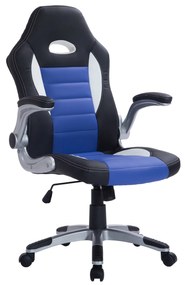 HomCom Cadeira giratória de escritório executivo preto azul e branco