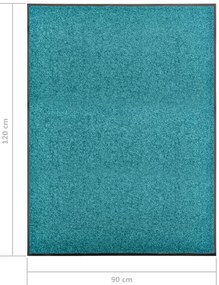 Tapete de porta lavável 90x120 cm azul ciano