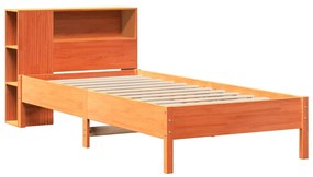 Cama com estante sem colchão 90x190cm pinho maciço castanho-mel