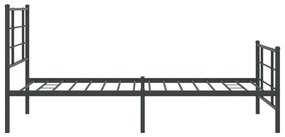 Estrutura de cama com cabeceira e pés 100x190 cm metal preto