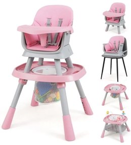 Cadeira alta conversível 16 em 1 para bebês com bandeja removível e cinto de 5 pontos - Branco