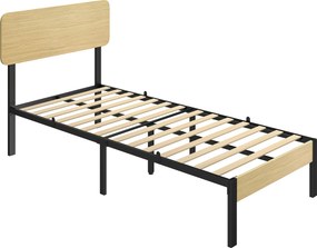 HOMCOM Estrutura de cama 90 x 200 cm com cabeceira e peseira, cama plataforma, base para colchão com espaço de arrumação sob a cama | Aosom Portugal