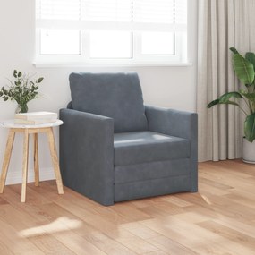 Sofá de Piso Convertível VidaXL Veludo 74x77x81 cm Cinza Escuro