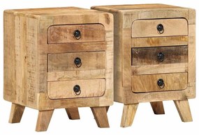 Mesas de cabeceira 2 pcs 37x32x50 cm mangueira áspera maciça