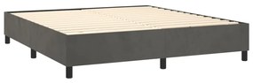 Cama box spring c/ colchão/LED 180x200cm veludo cinzento-escuro