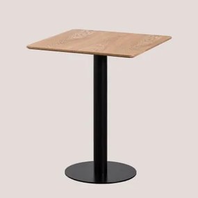 Mesa De Bar Quadrada Em Lâmina De Freixo Frappe ↔︎ 60 Cm & Preto - Sklum