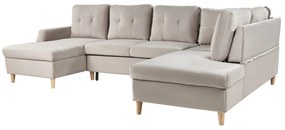 Sofá-cama em veludo creme 4 lugares LERUM Beliani