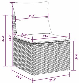 Conjunto de sofá de jardim de 9 peças com almofadas , feito de rattan