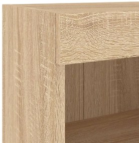 Mesa de cabeceira de parede com luzes LED carvalho sonoma