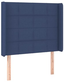 Cama box spring c/ colchão e LED 90x190 cm tecido azul