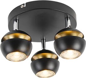 Projetores modernos 3 luzes preto com interior dourado - Buell Deluxe