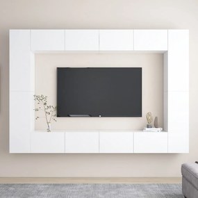 8 pcs conjunto de móveis de TV derivados de madeira branco