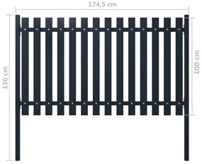 Cerca de jardim 174,5x100 cm aço revestido a pó antracite