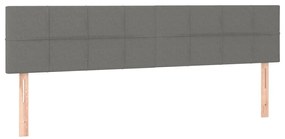 Cama box spring c/ colchão e LED 160x200 cm tecido cinza-escuro