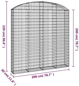 Cesto gabião arqueado 200x30x200/220 cm ferro galvanizado