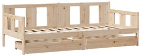 Sofá-cama com gavetas 90x200 cm madeira de pinho maciça