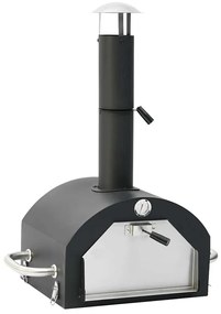 Forno para pizza e churrasqueira de exterior 3-em-1 preto