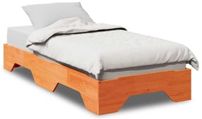 Cama sem colchão empilháveis 100x200 cm madeira castanho-mel