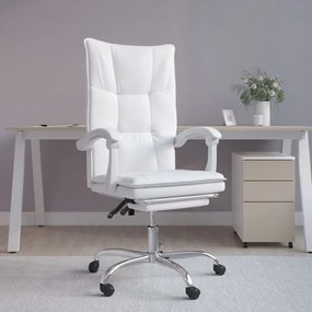 vidaXL Cadeira de escritório reclinável couro artificial branco