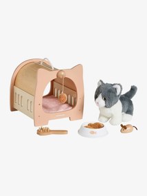 Conjunto de animais de estimação Gato + acessórios em madeira FSC® madeira