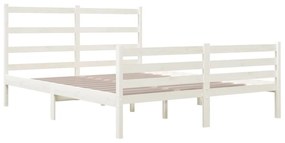 Estrutura de cama pequena casal 120x190 cm pinho maciço branco