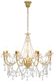 Lustre com contas lâmpadas 8 x E14 dourado