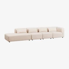Sofá De Canto Modular Fogler De 4 Peças Com Chaise Longue Esquerda Chenille Creme Bege - Sklum
