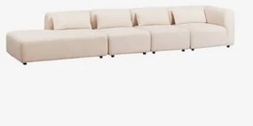 Sofá Modular De Canto Em 4 Peças Com Chaise Longue À Esquerda Fogler Tecido Pele De Borrego Bege Creme - Sklum