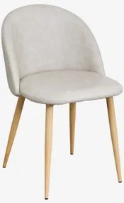 Cadeira De Jantar Estofada E Em Aço Kana Madeira Natural & Couro Sintético Toupeira Claro & Pelé Sintética - Sklum