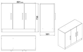 Conjunto de Mobiliário de Escritório VO14 – Carvalho Preto – Mesa de E