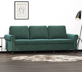 vidaXL Sofá de 3 lugares 180 cm veludo verde-escuro