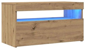 Móvel TV c/ luzes LED 2pcs derivados madeira carvalho artisiano