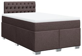 Cama boxspring com colchão 120x190 cm tecido castanho-escuro