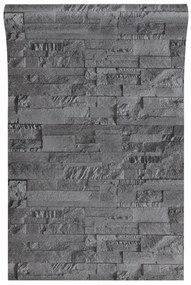 Papel parede 3D c/ aspeto de pedra 10x0,53 m não-tecido preto