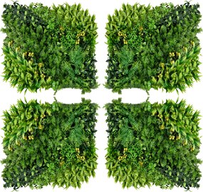 Outsunny 12 peças Parede de plantas artificial 50 x 50 cm Proteção UV Tela de privacidade Design multifolhas para decoração exterior de jardim | Aosom Portugal