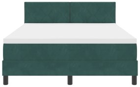 Cama Box Spring vidaXL com Colchão Verde Escuro 140x200 cm Veludo