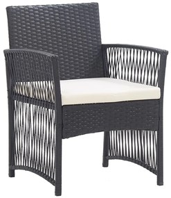 Cadeiras de jardim com almofadões 2 pcs vime PE preto