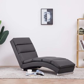 281293 vidaXL Chaise longue couro artificial cinzento
