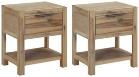 Mesas de cabeceira com gavetas 2 pcs 40x30x48 cm acácia maciça