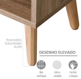 Móvel Aparador Alto Armário Auxiliar de Sala de Estar com 5 Compartimentos e 1 Porta Multiuso para Sala de Jantar Cozinha Dormitório 60x30x121cm Carva