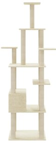 Árvore para gatos c/ postes arranhadores sisal 183 cm cor creme