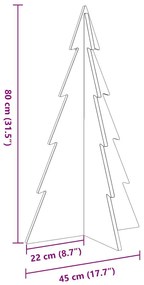Árvore Natal decorativa 80 cm madeira de pinho maciça branco