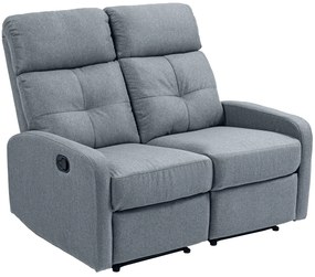 HOMCOM Sofá de 2 Lugares Reclinável Manual Sofá Relax Estofado em Linho com Apoio para Pés 118x95x101 cm Cinzento