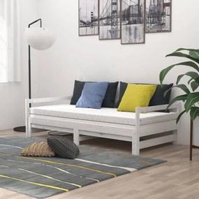 Estrutura sofá-cama de puxar 2x(90x200) cm pinho maciço branco