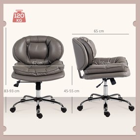 Cadeira de Escritório com Rodas Cadeira para Secretária com Função Baloiço Assento Amplo Sem Braços 60x65x83-93 cm Cinza Escuro