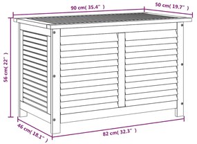 Caixa arrumação jardim c/ veneziana 90x50x56 cm acácia maciça
