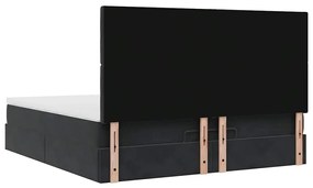 Estrutura de cama otomana com colchões 180x200cm veludo preto