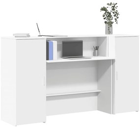 vidaXL Balcão de recepção 180x50x103,5 cm derivados de madeira branco